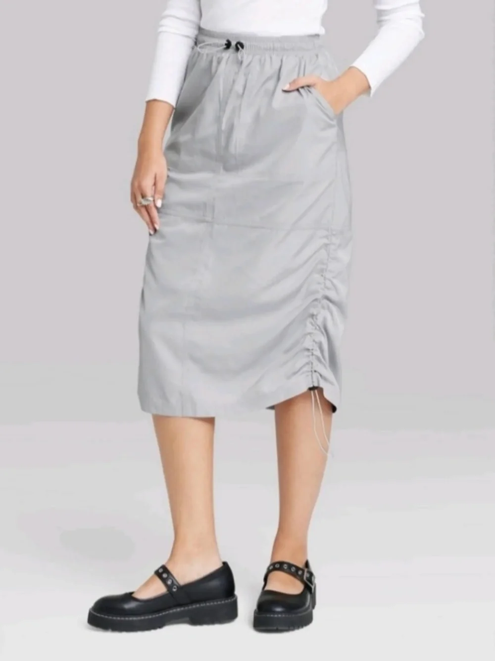 Wild Fable Parachute Cargo Drawstring Ruched Skirt